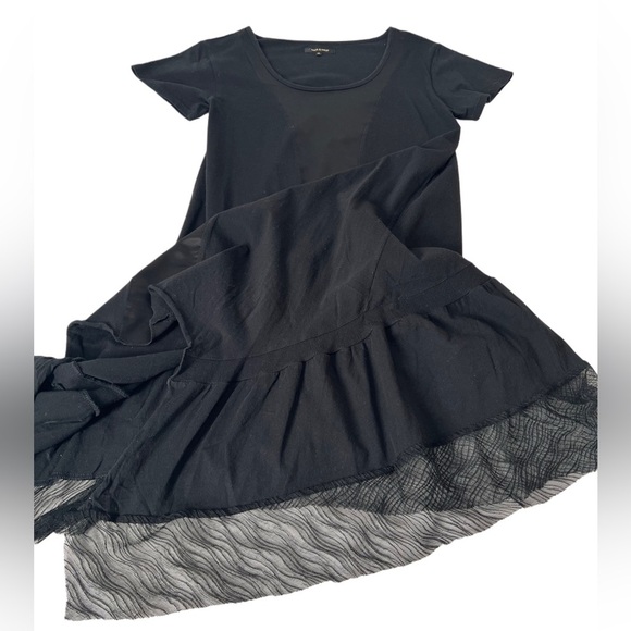 Tout a Coup Asymmetric Midi Black Cotton blend Mesh Whimsigoth grunge Dress M - Picture 7 of 16